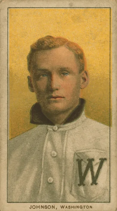 Framed Print : Baseball card of Walter Johnson, Washington Senators, by the American Tobacco Company, 1909-11. (BSLOC_2015_17_37)