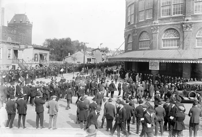 Framed Print : Baseball. Crowds at Ebbets Field, Brooklyn, New York. October 5, 1920