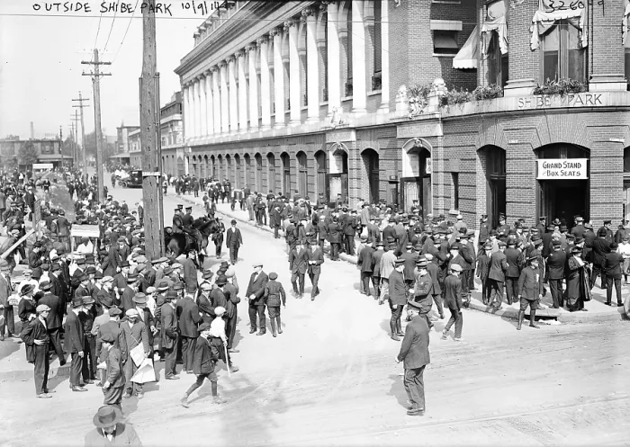 Framed Print : Baseball. Crowds at Shibe Park, Philadelphia, Pa. October 9, 1914