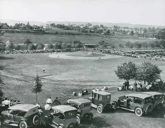 Framed Print : Baseball game at Seibert Field, Massanutten Academy, Woodstock, Virginia, 1922. Spectators watch the game from a grandstand while others watch from cars in the far outfield Framed Print : Baseball game at Seibert Field, Massanutten Academy, Woodstock, Virginia, 1922. Spectators watch the game from a grandstand while others watch from cars in the far outfield