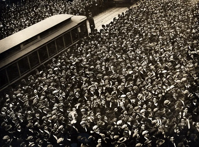 Framed Print : Baseball. A huge crowd in New York watches the score board during the final game of the 1911 World Series