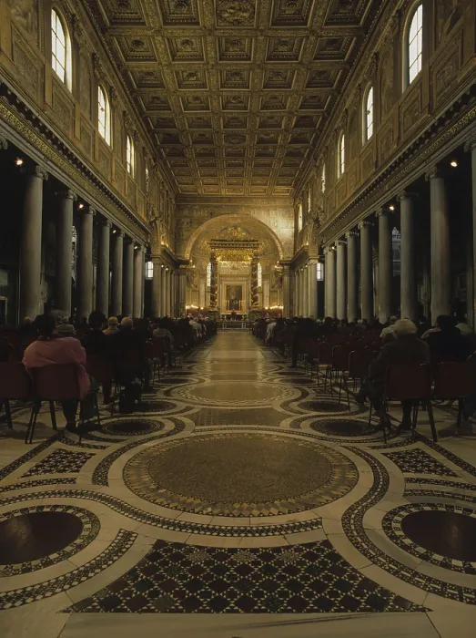 Framed Print : Basilica of Saint Maria Maggiore, 432, 5th Century, architecture - Italy, Lazio, Rome. Detail. Overall view of the interior toward the ciborium during a liturgical celebration Framed Print : Basilica of Saint Maria Maggiore, 432, 5th Century, architecture - Italy, Lazio, Rome. Detail. Overall view of the interior toward the ciborium during a liturgical celebration