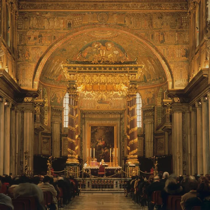 Framed Print : Basilica of Saint Mary Major, by Domenico Fontana, 423, 5th - 16th Century - Italy, Lazio, Rome, Basilica of Saint Mary Major. Detail. View of the canopy and the triumphal arch