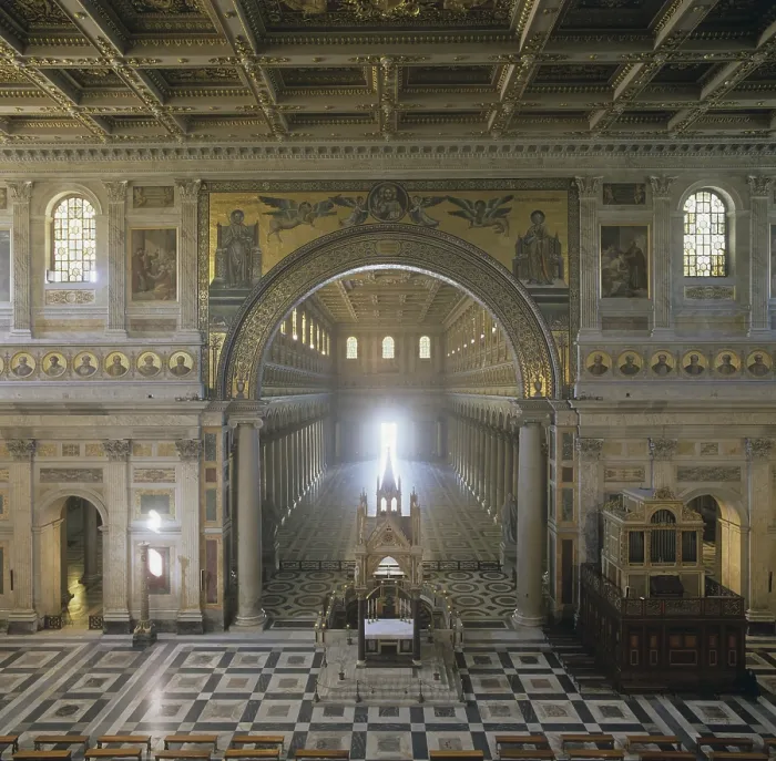Framed Print : Basilica of Saint Paolo fuori le mura, by Pasquale Belli, 1825 - 1833, 19th Century, architecture - Italy, Lazio, Rome. Detail