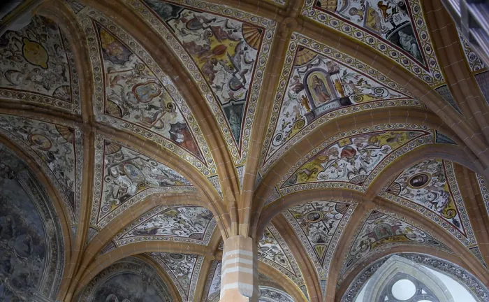 Framed Print : Basilica of San Lorenzo Maggiore. 1270 - 1400. ITALY. Naples. Chapter house decorated with frescoes of Luigi Rodriguez da Messina (or Loise il Siciliano)1608. Gothic art
