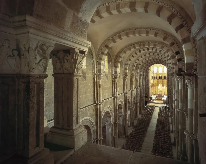 Framed Print : Basilica of St Mary Magdalen. FRANCE. BURGUNDY. YONNE. Vezelay. Basilica of Sainte Magdalene. Central nave, in romanesque style (10th c.) Framed Print : Basilica of St Mary Magdalen. FRANCE. BURGUNDY. YONNE. Vezelay. Basilica of Sainte Magdalene. Central nave, in romanesque style (10th c.)
