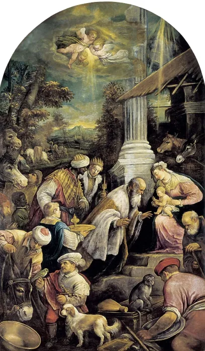Framed Print : BASSANO, Francesco (1540-1592). The Adoration of the Magi (Adorazione dei Magi). 1585 - 1590. Renaissance art. Cinquecento. Oil on wood. AUSTRIA. Vienna Framed Print : BASSANO, Francesco (1540-1592). The Adoration of the Magi (Adorazione dei Magi). 1585 - 1590. Renaissance art. Cinquecento. Oil on wood. AUSTRIA. Vienna
