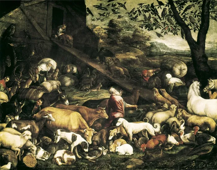 Framed Print : Bassano, Jacopo. Animals entering the Ark. 1570s. Tiziano bought this painting and he sent it to Spain for the Emperor Charles V. Renaissance art. Cinquecento. Oil on canvas