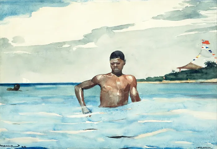 Framed Print : THE BATHER, by Winslow Homer, 1899, American watercolor painting Framed Print : THE BATHER, by Winslow Homer, 1899, American watercolor painting
