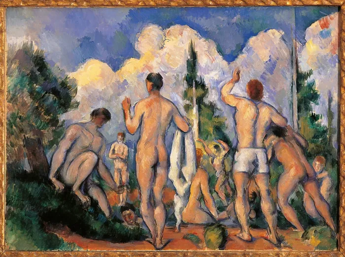 Framed Print : Bathers, by Paul Czanne, 1890 - 1892 about, 19th Century, oil on canvas, cm 60 x 82 - France, Ile de France, Paris, Muse dOrsay. All