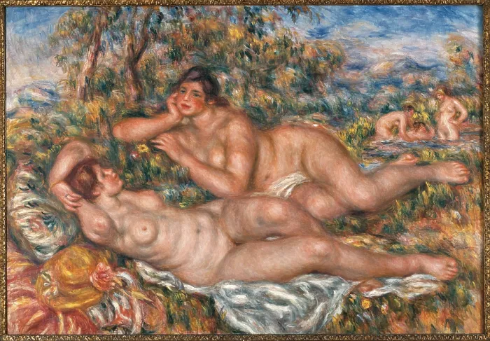 Framed Print : The Bathers, by Pierre-Auguste Renoir, 1918 - 1919 about, 20th Century, oil on canvas, cm 110 x 160 - France, Ile de France, Paris, Muse dOrsay, RF 2795. All