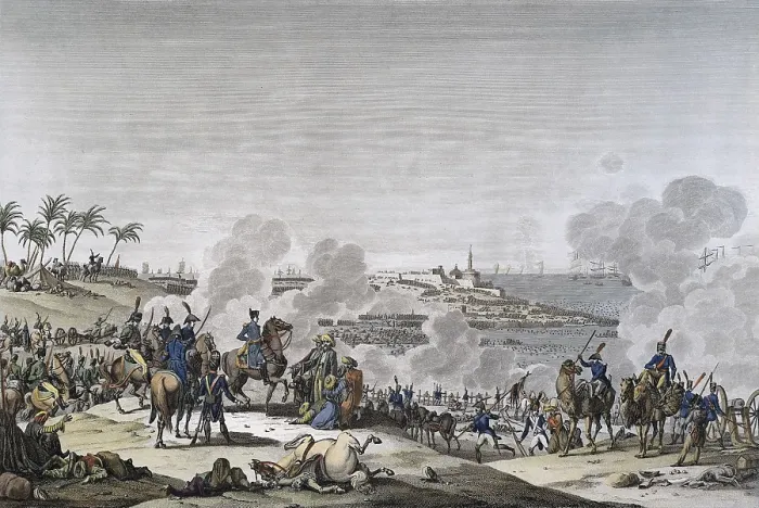 Framed Print : Battle of Aboukir (25th July 1799). Napoleon defeats the Turks. Etching. FRANCE. Paris. Bibliothque des Arts Dcoratifs (Decorative Arts Library)