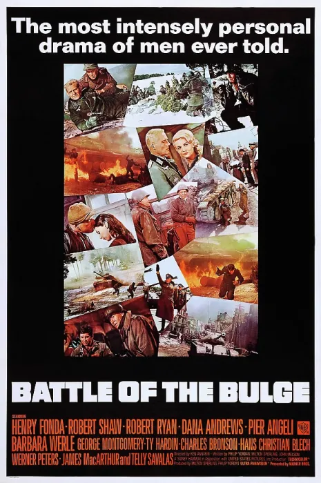 Framed Print : BATTLE OF THE BULGE, US poster, Robert Shaw (top left), bottom from left: Charles Bronson, Henry Fonda, 1965 Framed Print : BATTLE OF THE BULGE, US poster, Robert Shaw (top left), bottom from left: Charles Bronson, Henry Fonda, 1965