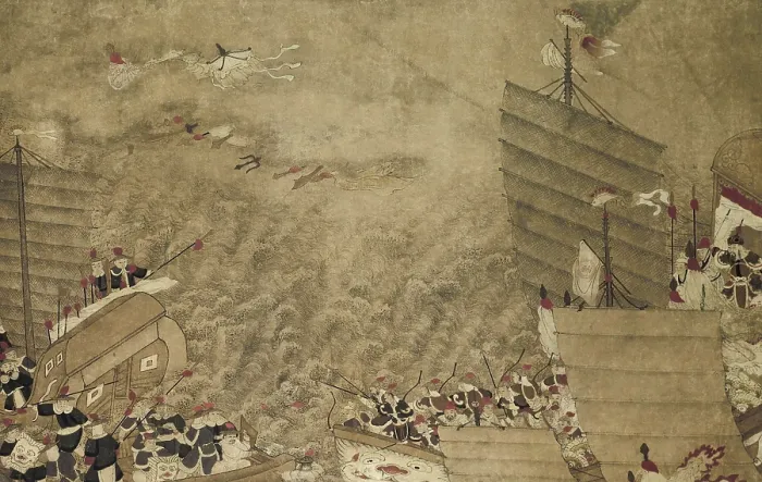 Framed Print : Battle Between Japanese and Chinese Pirates, by Anonymous Chinese artist, c. 1700-1800, ink on paper (BSLOC_2016_2_228)