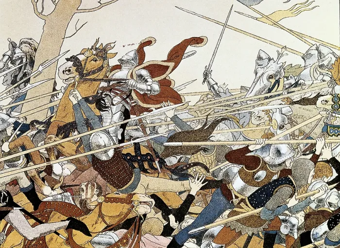 Framed Print : Battle of Joan of Arc, illustration of the book 'Joan of Arc' by Maurice Boutet de Monvel (1896). Painting