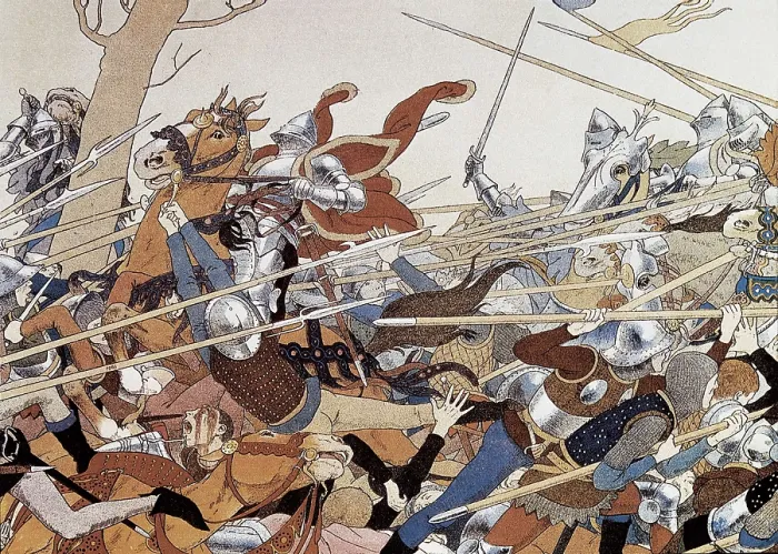 Framed Print : Battle of Joan of Arc, illustration of the book 'Joan of Arc' by Maurice Boutet de Monvel (1896). Painting. AISA / Everett Collection**US SALES ONLY** Framed Print : Battle of Joan of Arc, illustration of the book 'Joan of Arc' by Maurice Boutet de Monvel (1896). Painting. AISA / Everett Collection**US SALES ONLY**