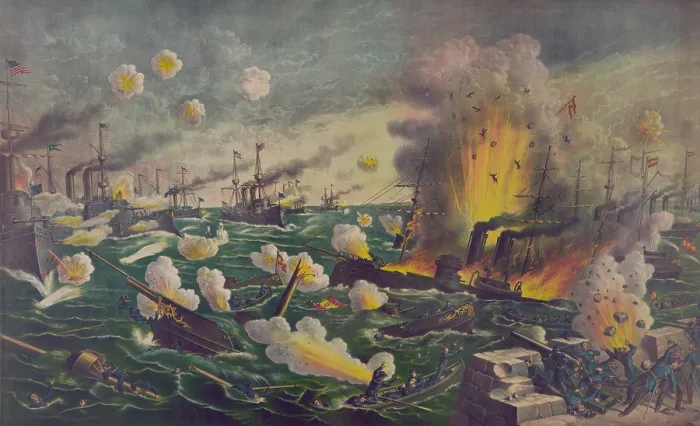 Framed Print : The Battle of Manila Bay, was the first fighting of the Spanish American war. May 1, 1898