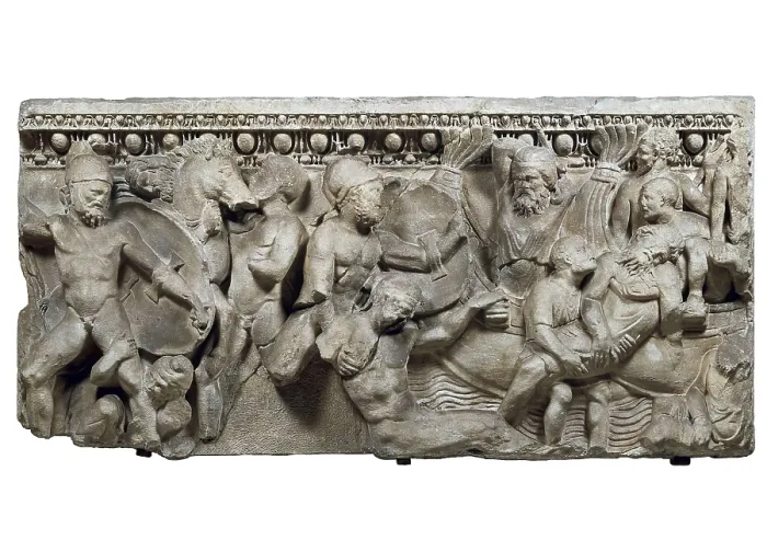 Framed Print : Battle of Marathon. Detail of a sarcophagus. Greek art. Relief on marble. ITALY. Brescia. Roman Civic Museum. AISA / Everett Collection**US SALES ONLY** Framed Print : Battle of Marathon. Detail of a sarcophagus. Greek art. Relief on marble. ITALY. Brescia. Roman Civic Museum. AISA / Everett Collection**US SALES ONLY**
