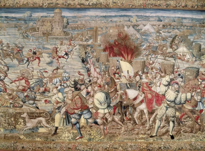 Framed Print : Battle of Pavia (1525). Escape of Francis I of France. Tapestry after a Bernard van Orley's cardboard. Flemish art. Tapestry. ITALY. Naples. National Museum of Capodimonte Framed Print : Battle of Pavia (1525). Escape of Francis I of France. Tapestry after a Bernard van Orley's cardboard. Flemish art. Tapestry. ITALY. Naples. National Museum of Capodimonte