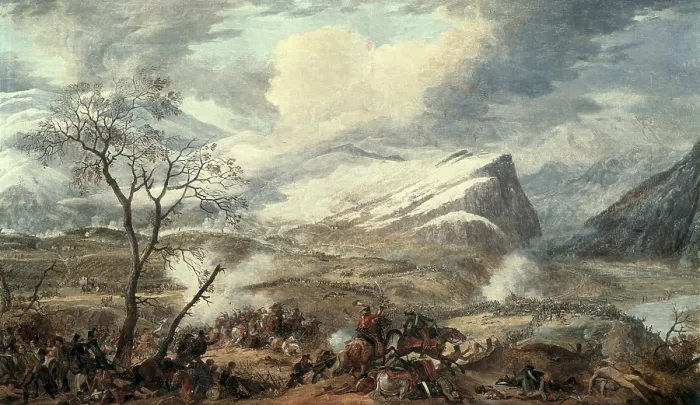 Framed Print : Battle of Rivoli, circa 1797. Detail. The French troops leaded by Napoleon defeated the Prussian army. Oil on canvas. FRANCE. Versailles. National Museum of Versailles