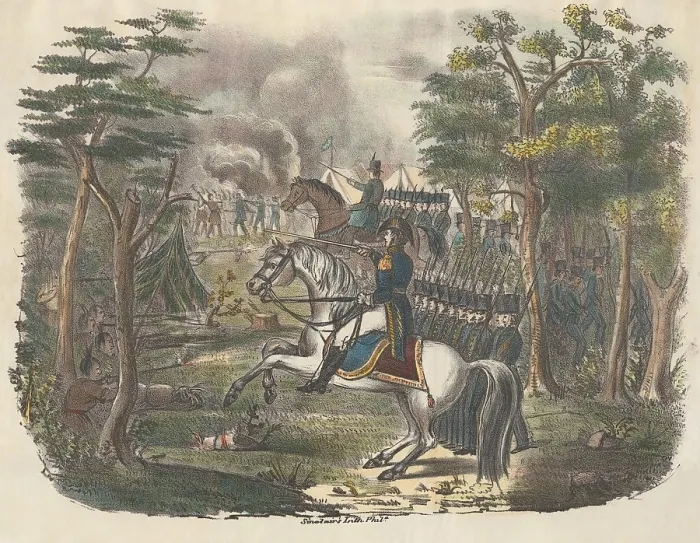 Framed Print : Battle of St. Clair's Defeat, (aka Battle of a Thousand Slain) on Nov. 3, 1792. Major General Arthur St