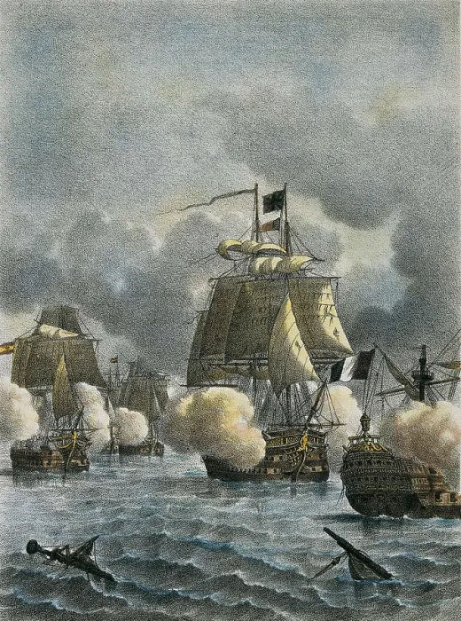 Framed Print : Battle of Trafalgar, 21st October 1805. Engraving. AISA / Everett Collection**US SALES ONLY** Framed Print : Battle of Trafalgar, 21st October 1805. Engraving. AISA / Everett Collection**US SALES ONLY**