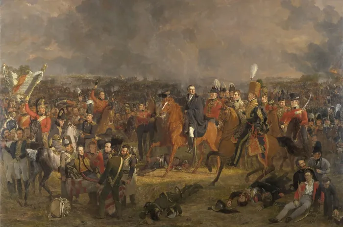 Framed Print : The Battle of Waterloo, by Jan Willem Pieneman, 1824, Dutch painting, oil on canvas. Duke of Wellington receiving the message that Prussian forces are coming to his aid Framed Print : The Battle of Waterloo, by Jan Willem Pieneman, 1824, Dutch painting, oil on canvas. Duke of Wellington receiving the message that Prussian forces are coming to his aid