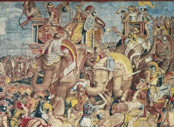 Framed Print : Battle of Zama. 16th c. SPAIN. Madrid. Royal Palace. Flemish art. Tapestry. AISA / Everett Collection**US SALES ONLY**