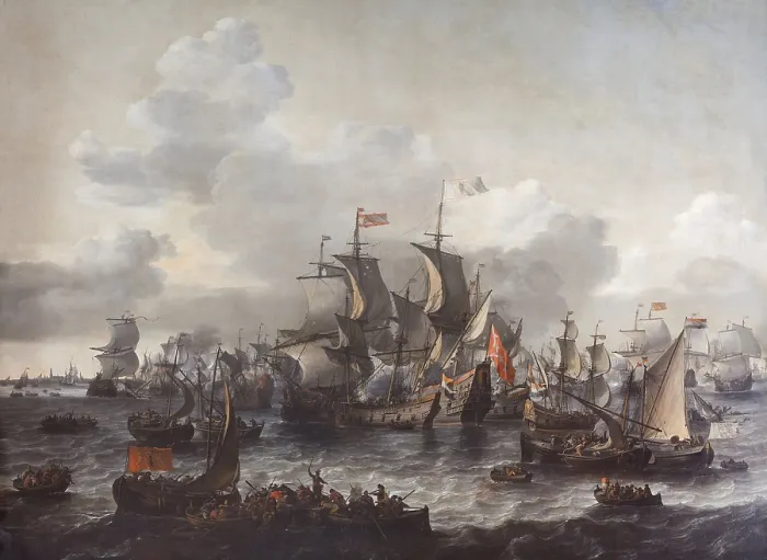 Framed Print : The Battle of the Zuider Zee, 1573, by Jan Blanckerhoff and Johannes Kinnema, 1663, Dutch painting, oil on canvas. On Oct