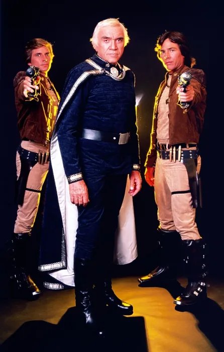Framed Print : BATTLESTAR GALACTICA, from left: Dirk Benedict, Lorne Greene, Richard Hatch, 1978-1979 Framed Print : BATTLESTAR GALACTICA, from left: Dirk Benedict, Lorne Greene, Richard Hatch, 1978-1979