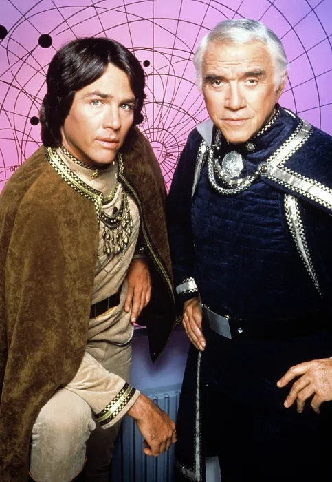 Framed Print : BATTLESTAR GALACTICA, Richard Hatch, Lorne Greene, 1978-79