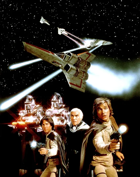 Framed Print : BATTLESTAR GALACTICA, Richard Hatch, Lorne Greene, Dirk Benedict, 1978-1979 Framed Print : BATTLESTAR GALACTICA, Richard Hatch, Lorne Greene, Dirk Benedict, 1978-1979