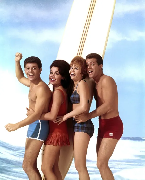 Framed Print : BEACH BLANKET BINGO, Frankie Avalon, Annette Funicello, Deborah Walley, John Ashley, 1965