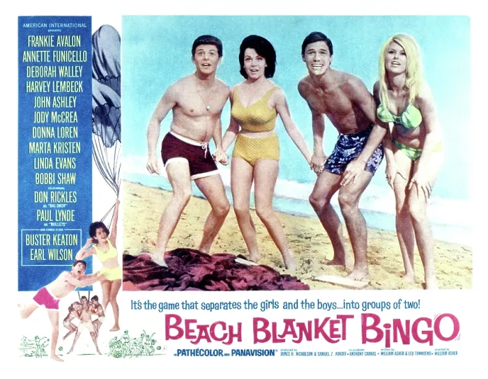 Framed Print : BEACH BLANKET BINGO, Frankie Avalon, Annette Funicello, Mike Nader, 1965 Framed Print : BEACH BLANKET BINGO, Frankie Avalon, Annette Funicello, Mike Nader, 1965