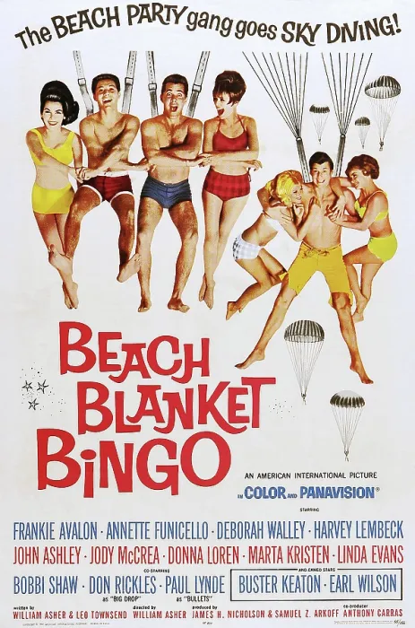 Framed Print : BEACH BLANKET BINGO, US poster art, Annette Funicello, Frankie Avalon, John Ashley, Donna Loren, 1965 Framed Print : BEACH BLANKET BINGO, US poster art, Annette Funicello, Frankie Avalon, John Ashley, Donna Loren, 1965