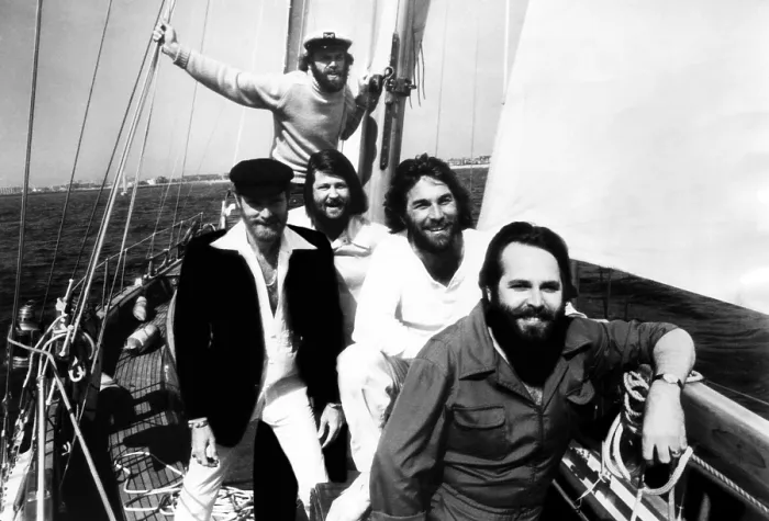 Framed Print : The Beach Boys, (back) Al Jardine, (l to r) Mike Love, Brian Wilson, Dennis Wilson, Carl Wilson, 1978. Courtesy: CSU Archives / Everett Collection
