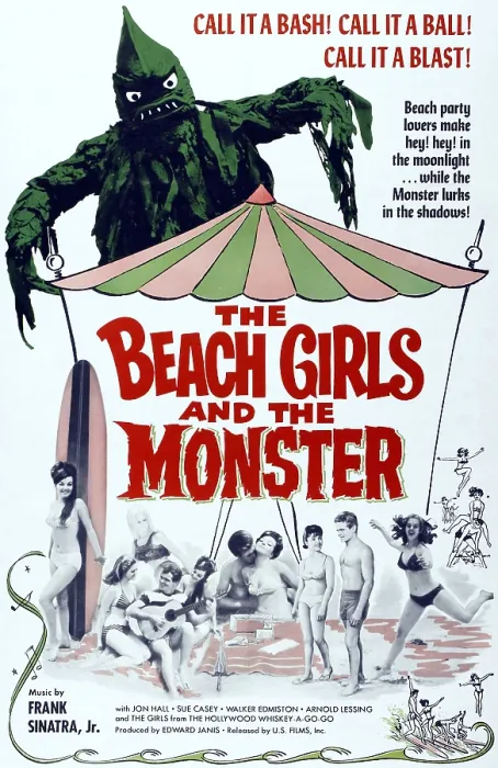 Framed Print : THE BEACH GIRLS AND THE MONSTER, 1-sheet poster art, 1965 Framed Print : THE BEACH GIRLS AND THE MONSTER, 1-sheet poster art, 1965