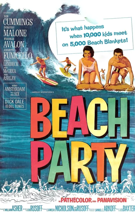 Framed Print : BEACH PARTY, US poster art, from left: Annette Funicello, Frankie Avalon, 1963
