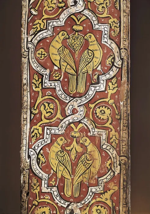 Framed Print : Beam from the Palace of the Marquis of Llio. ca. 1300. Main beam painted with heraldic, fauna and filigree motifs. Fresco. SPAIN. Barcelona. National Art Museum of Catalonia Framed Print : Beam from the Palace of the Marquis of Llio. ca. 1300. Main beam painted with heraldic, fauna and filigree motifs. Fresco. SPAIN. Barcelona. National Art Museum of Catalonia
