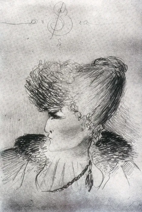 Framed Print : BEARDSLEY, Aubrey Vincent (1872-1898). Portrait of Sarah Bernhardt. 1890s. Engraving. AISA / Everett Collection**US SALES ONLY** Framed Print : BEARDSLEY, Aubrey Vincent (1872-1898). Portrait of Sarah Bernhardt. 1890s. Engraving. AISA / Everett Collection**US SALES ONLY**