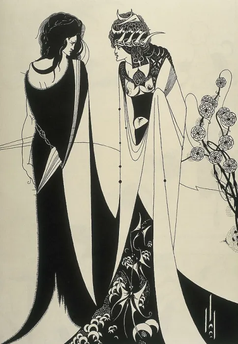 Framed Print : BEARDSLEY, Aubrey Vincent (1872-1898). Salome. 1894. Saint John the Baptist and Salome. Illustrated edition from Oscar Wilde's play 'Salome', written in 1893