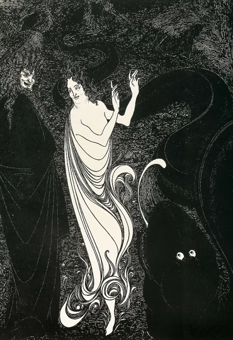 Framed Print : BEARDSLEY, Aubrey Vincent (1872-1898). The Savoy. 1896. 'The Third Tableau of Das Rheingold', illustration of his notebook titled 'The Savoy' no. 3. Modernism Framed Print : BEARDSLEY, Aubrey Vincent (1872-1898). The Savoy. 1896. 'The Third Tableau of Das Rheingold', illustration of his notebook titled 'The Savoy' no. 3. Modernism