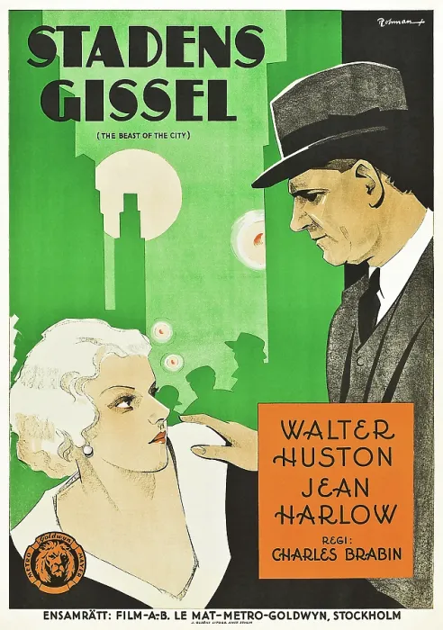 Framed Print : THE BEAST OF THE CITY (aka STADENS GISSEL), from left: Jean Harlow, Walter Huston on Swedish poster art, 1932 Framed Print : THE BEAST OF THE CITY (aka STADENS GISSEL), from left: Jean Harlow, Walter Huston on Swedish poster art, 1932