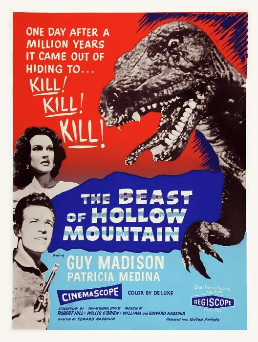 Framed Print : THE BEAST OF HOLLOW MOUNTAIN, US poster art, from top left: Patricia Medina, Guy Madison, 1956