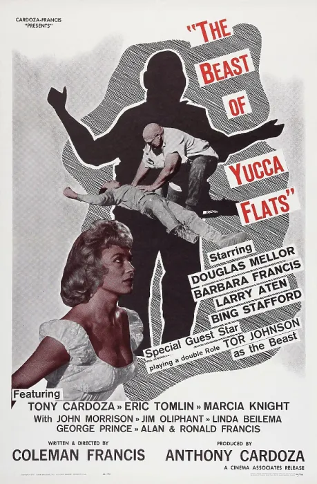 Framed Print : THE BEAST OF YUCCA FLATS, US poster art, top: Tor Johnson; bottom left: Barbara Francis, 1961 Framed Print : THE BEAST OF YUCCA FLATS, US poster art, top: Tor Johnson; bottom left: Barbara Francis, 1961
