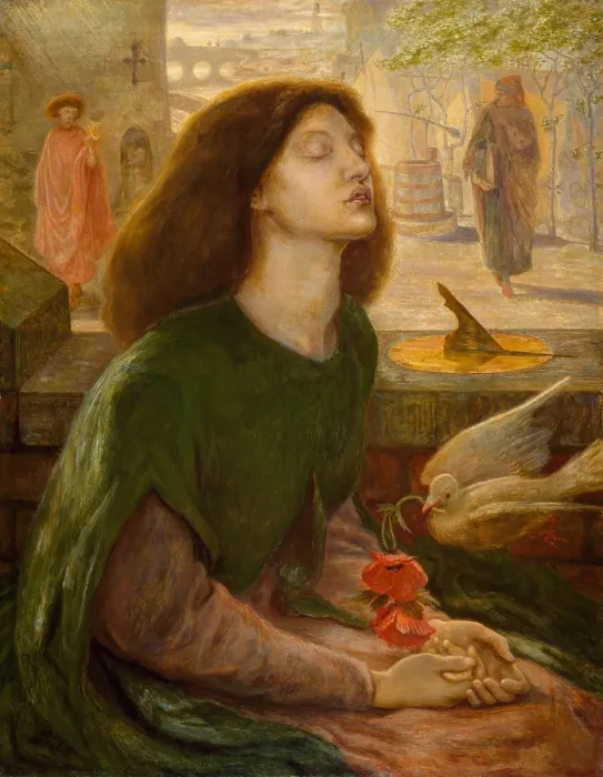Framed Print : Beata Beatrix, 1877, by Dante Gabriel Rossetti, 1828-1882. English painting of Pre-Raphaelite movement, oil on canvas painting