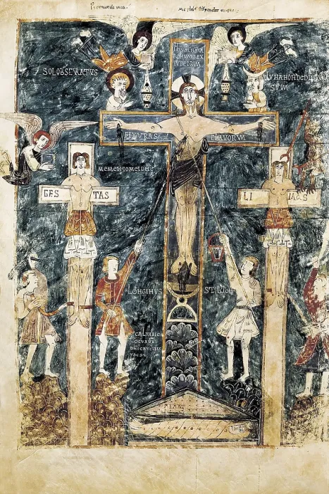 Framed Print : Beatus of Girona. 976. Fol. 16v, Crucifixion