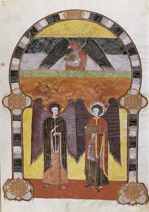 Framed Print : Beatus of Girona. 976. Saint Mark the Evangelist. Codex from the monastery of San Salvador de Tabara to the Commentary on the Apocalypse of St