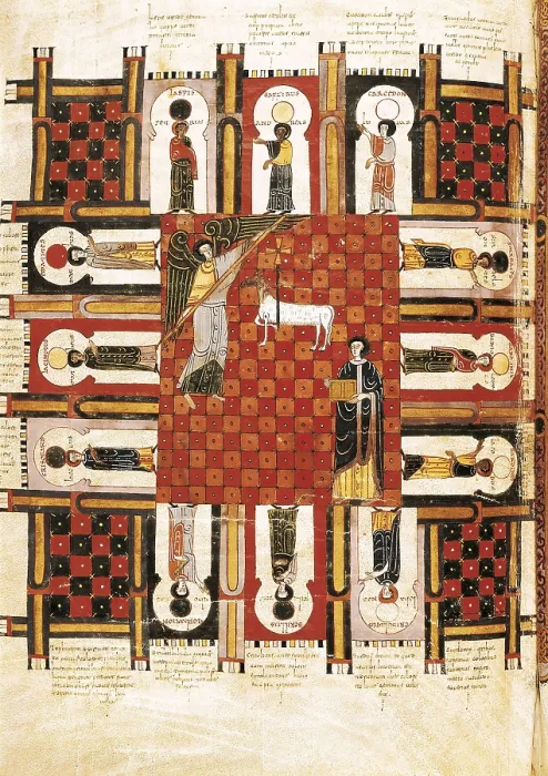 Framed Print : Beatus of Libana. 1047. Chapter 21. Heavenly Jerusalem. Romanesque art. Miniature Painting. SPAIN. Madrid. National Library. Proc: SPAIN. Len