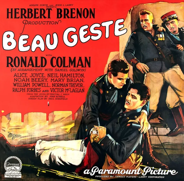 Framed Print : BEAU GESTE, foreground center, from top: Ralph Forbes, Ronald Colman; upper right, from left: Victor McLaglen, William Powell on Style A 6-sheet, 1926